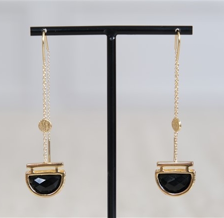 Black onyx Demi-Lune Long Earrings