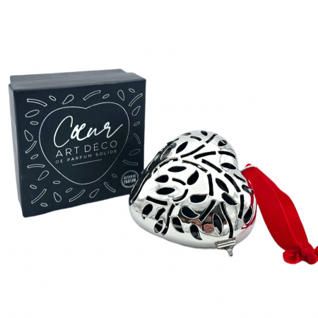 Coeur Art Deco ARGENT de parfum solide - parfum au choix
