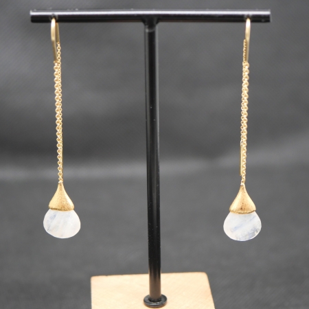Boucles d'oreilles longues Goutte Poétique Pierre de lune