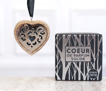 Petit Coeur Bois et Argent de Parfum solide : Parfum au choix
