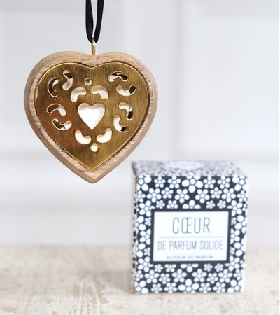 Petit Coeur Bois et Or de Parfum solide : Parfum au choix