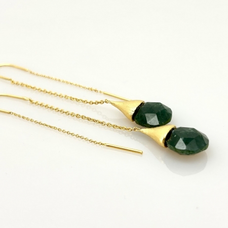 Boucles d'oreilles longues Goutte Agate Mousse