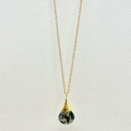 Collier Goutte Poétique Agate Mousse
